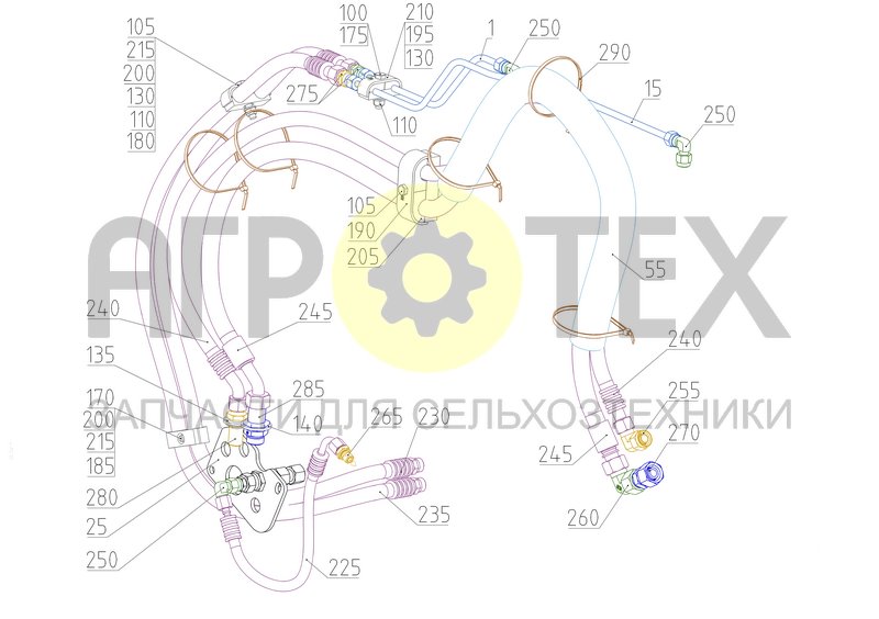 Чертеж Подключение гидроцилиндров (161.82.29.520)